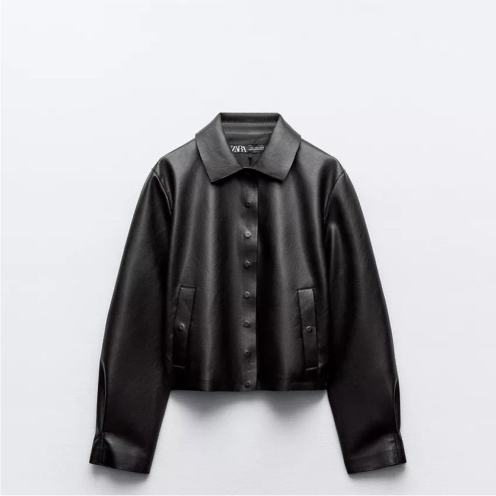 Zara Women's Classic Black faux Leather Jacket